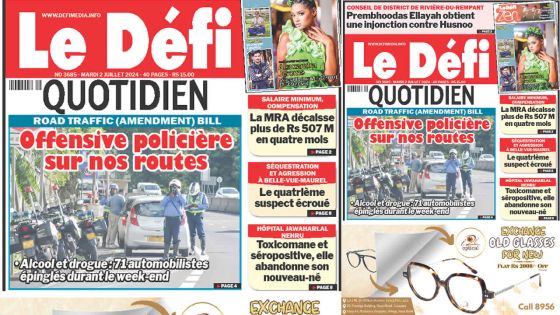 Voici la une du Défi Quotidien de ce Mardi 02 Juillet 2024