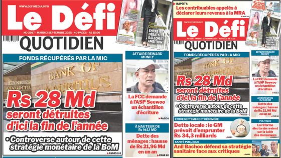 Voici la une du Défi Quotidien de ce Mardi 02 Septembre 2025