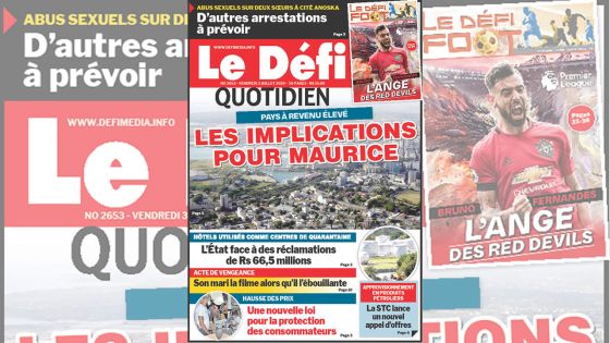 Voici la Une du Defi Quotidien de ce vendredi 3 juillet 2020