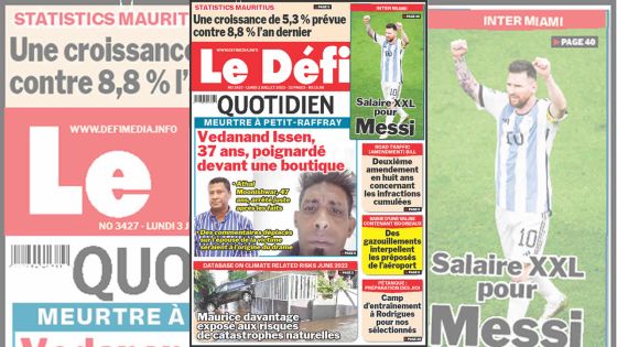 Voici la une du Défi Quotidien de ce lundi 3 juillet 2023