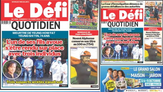 Voici la une du Défi Quotidien de ce Vendredi 03 Octobre 2025