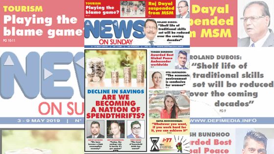 Voici la Une du News on Sunday de ce Vendredi 03 mai 2019