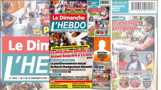 Voici la Une de Le Dimanche/L'Hebdo de ce dimanche 04 Septembre 2022