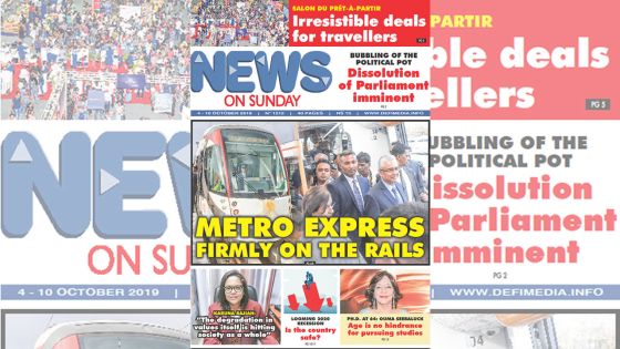 Voici la Une de News on Sunday de ce Vendredi 04 octobre 2019