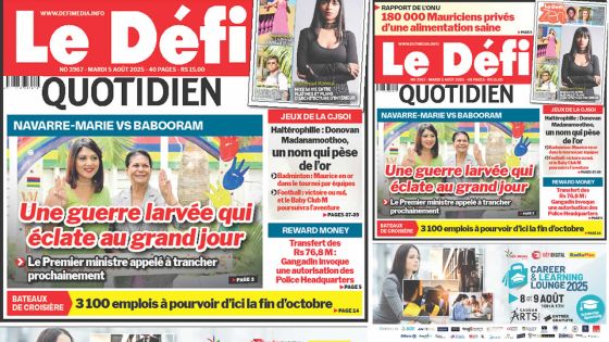 Voici la une du Défi Quotidien de ce Mardi 05 Août 2025