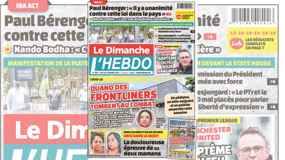 Voici la Une de Le Dimanche/L'Hebdo de ce dimanche 05 Decembre 2021