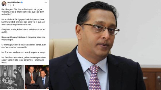 Décès de SAJ : Roshi Bhadain rend hommage à un «grand leader»