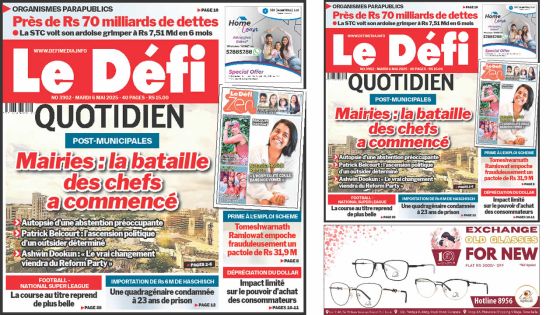 Voici la une du Défi Quotidien de ce Mardi 06 Mai 2025