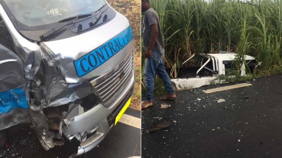 Petit Raffray : un 2x4 finit dans un champ de canne après une collision avec un van