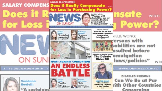 Voici la Une du News on Sunday de ce vendredi 07 Decembre 2018