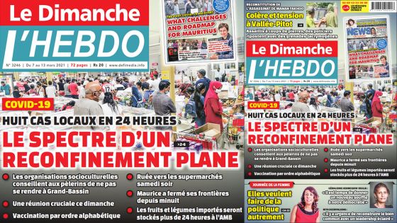 Voici la Une de Le Dimanche/L'Hebdo de ce dimanche 07 mars 2021