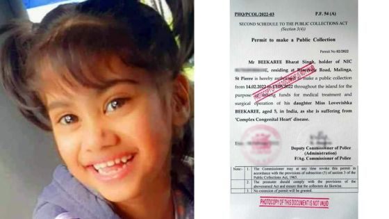 Opération en Inde : encore Rs 1 million à trouver pour Lovevishka, 5 ans 