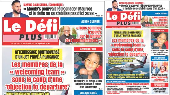 Voici la Une du Défi Plus de ce Samedi 08 Novembre 2025