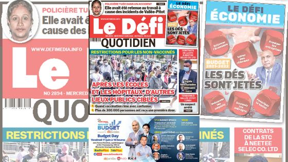 Voici la Une du Défi Quotidien de ce mercredi 09 juin 2021