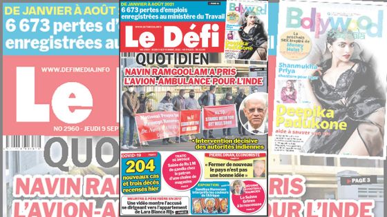 Voici la Une du Défi Quotidien de ce jeudi 09 Septembre 2021