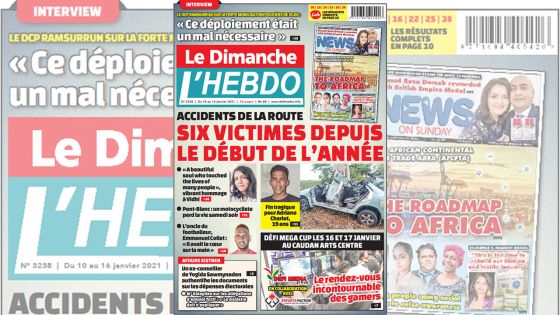 Voici la Une de Le Dimanche/L'Hebdo de ce dimanche 10 janvier 2021