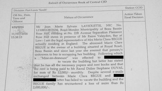 À Beau-Bassin : il loue un bâtiment qui ne lui appartient pas et encaisse le loyer
