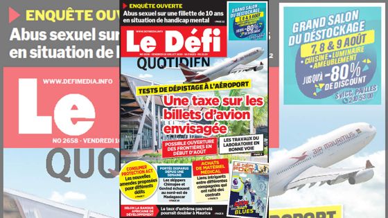 Voici la Une du Defi Quotidien de ce Vendredi 10 juillet 2020
