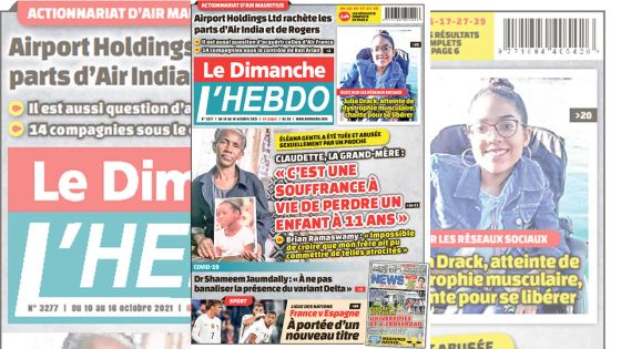 Voici la Une de Le Dimanche/L'Hebdo de ce dimanche 10 Octobre 2021