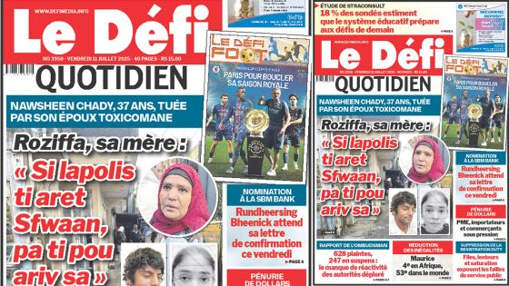 Voici la une du Défi Quotidien de ce Vendredi 11 Juillet 2025