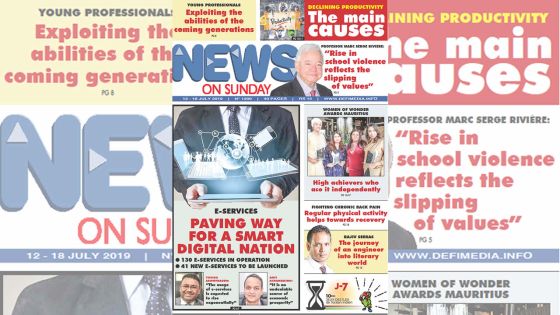 Voici la Une de News on Sunday de ce Vendredi 12 Juillet 2019