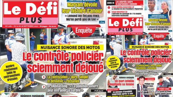 Voici la Une du Defi Plus de ce samedi 12 Septembre 2020