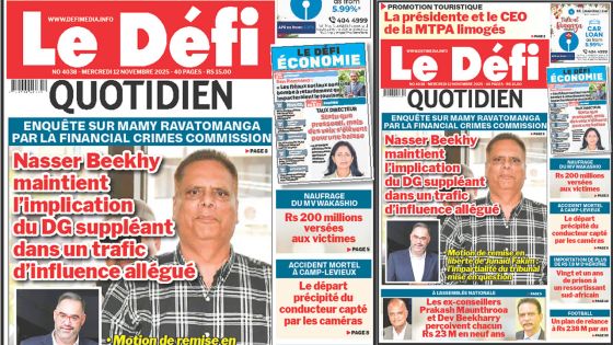 Voici la une du Défi Quotidien de ce Mercredi 12 Novembre 2025