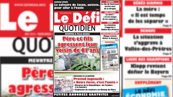 Voici la Une du Defi Quotidien de ce mercredi 13 Mars 2019