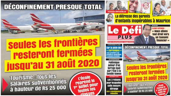 Voici la Une du Défi Plus de ce samedi 13 juin 2020