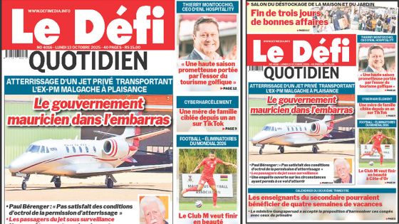 Voici la une du Défi Quotidien de ce Lundi 13 Octobre 2025