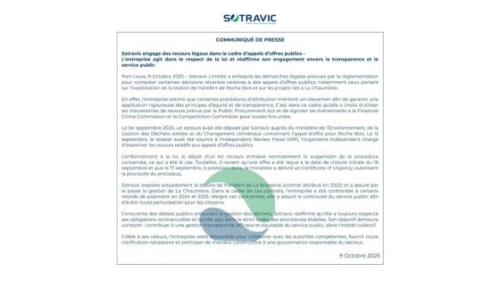 Communiqué de Sotravic