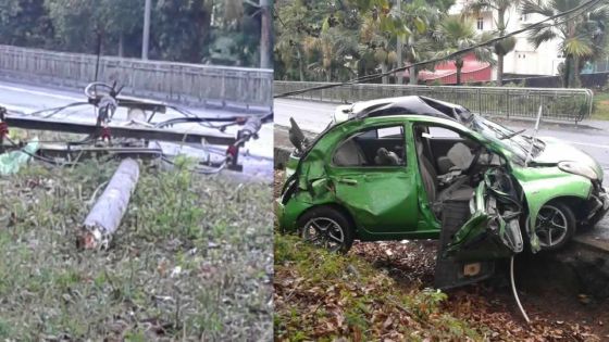 Moka : une voiture percute un pylône 