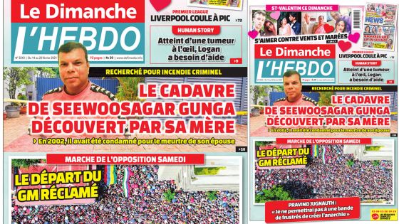 Voici la Une de Le Dimanche/L'Hebdo de ce dimanche 14 février 2021