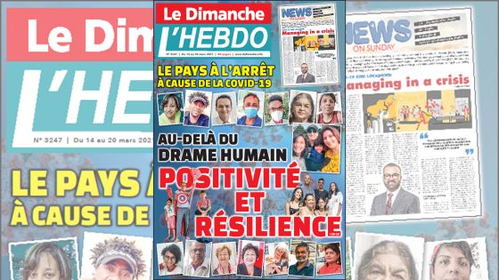 Voici la Une de Le Dimanche/L'Hebdo de ce dimanche 14 mars 2021