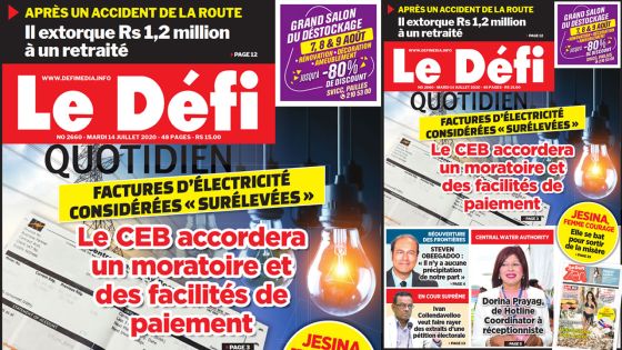 Voici la Une du Defi Quotidien de ce mardi 14 juillet 2020