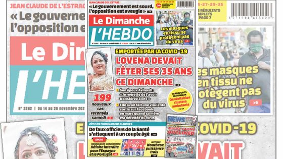Voici la Une de Le Dimanche/L'Hebdo de ce dimanche 14 Novembre 2021