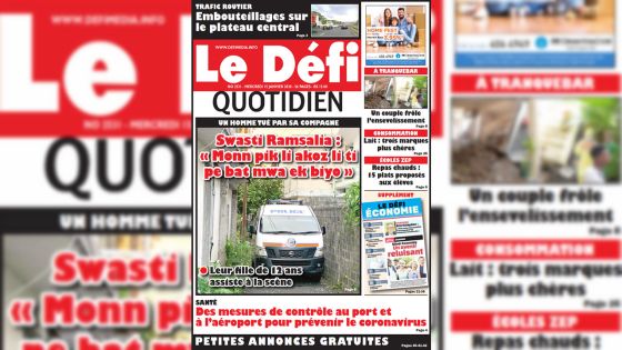 Voici la Une du Défi Quotidien de ce mercredi 15 janvier 2020