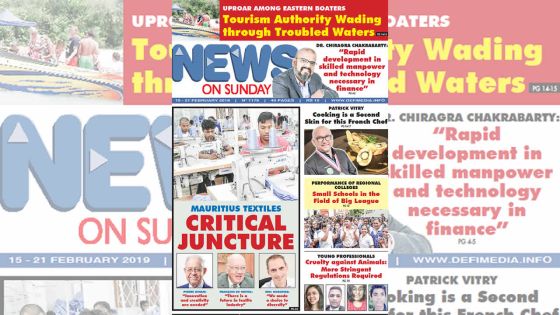 Voici la Une du News on Sunday de ce vendredi 15 Février 2019