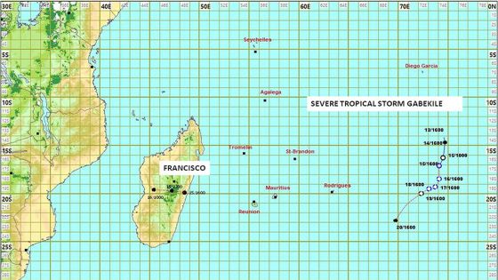 Tempête Gabekilé : voici la trajectoire prévue par la station de Vacoas