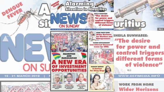 Voici la Une du News on Sunday de ce Vendredi 15 Mars 2019