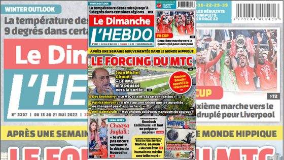 Voici la Une de Le Dimanche/L'Hebdo de ce dimanche 15 Mai 2022