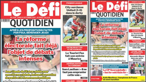 Voici la une du Défi Quotidien de ce Lundi 15 Septembre 2025