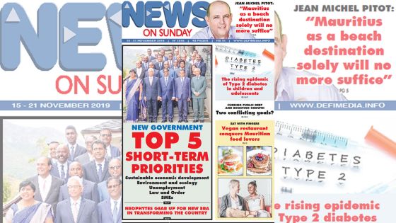 Voici la Une de News on Sunday de ce Vendredi 15 Novembre 2019