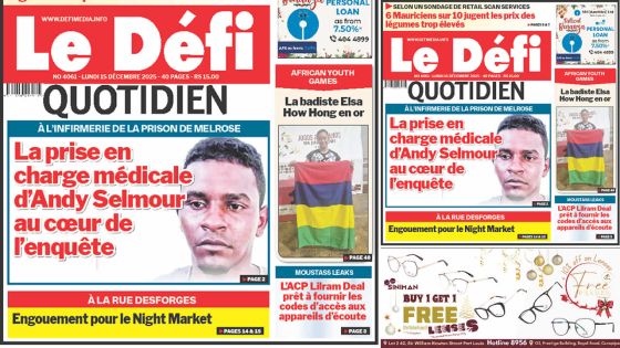 Voici la une du Défi Quotidien de ce Lundi 15 Decembre 2025