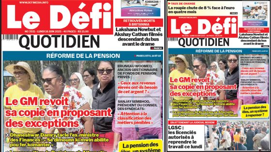 Voici la une du Défi Quotidien de ce Lundi 16 Juin 2025
