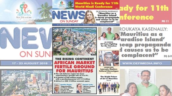 Voici la Une de News On Sunday de ce vendredi 17 août 2018