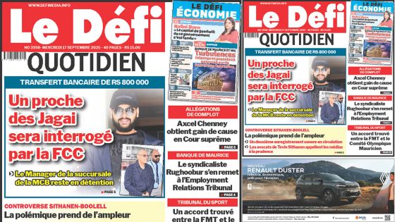 Voici la une du Défi Quotidien de ce Mercredi 17 Septembre 2025