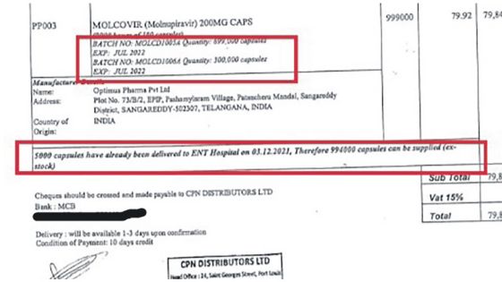 Achat de Molnupiravir : la livraison et la réception de 5 000 comprimés à l’ENT intriguent