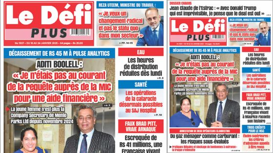 Voici la Une du Défi Plus de ce Samedi 18 Janvier 2025