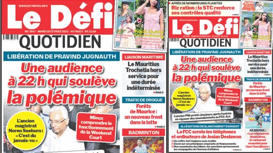 Voici la une du Défi Quotidien de ce Mardi 18 Février 2025